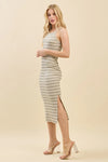 Criss Cross Back Striped Midi Dress