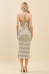 Criss Cross Back Striped Midi Dress