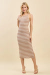 Criss Cross Back Striped Midi Dress
