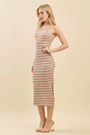 Criss Cross Back Striped Midi Dress