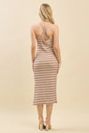 Criss Cross Back Striped Midi Dress