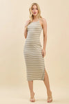 Criss Cross Back Striped Midi Dress