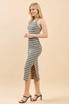 Criss Cross Back Striped Midi Dress