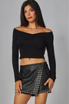 Fine Ribbed Off Shoulder L/S Tee