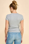 Crew Neck Cinch Side Short Sleeve Top