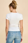 Crew Neck Cinch Side Short Sleeve Top