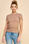 Crew Neck Cinch Side Short Sleeve Top