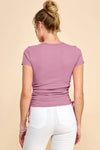 Crew Neck Cinch Side Short Sleeve Top