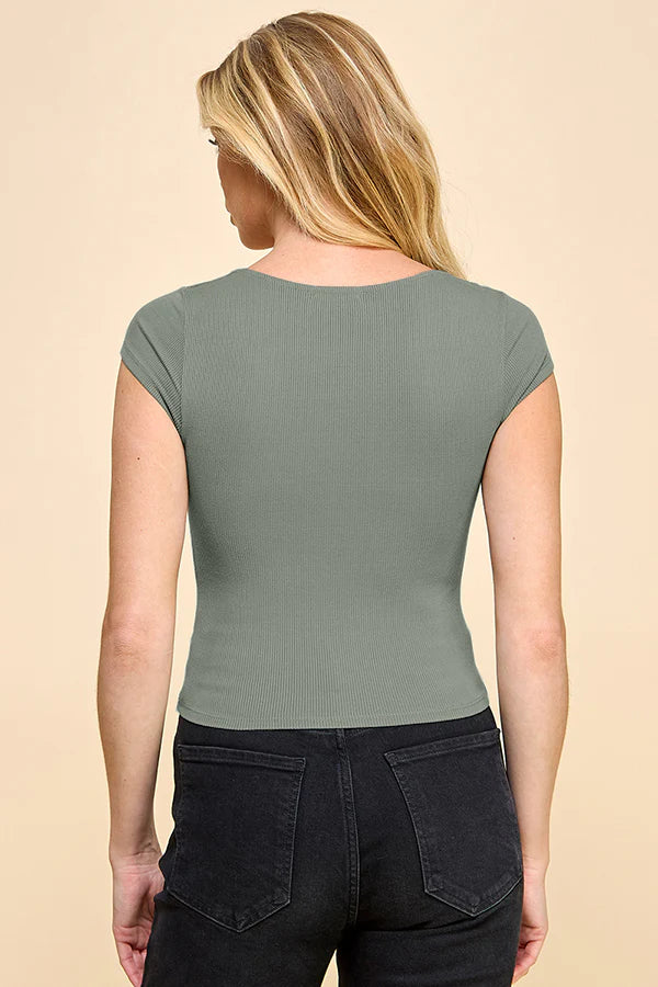 Double Lined Scoop Neck Rib Top