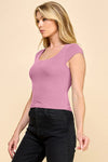 Double Lined Scoop Neck Rib Top