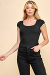 Double Lined Scoop Neck Rib Top