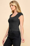 Double Lined Scoop Neck Rib Top