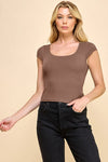 Double Lined Scoop Neck Rib Top