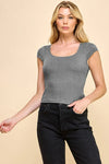 Double Lined Scoop Neck Rib Top