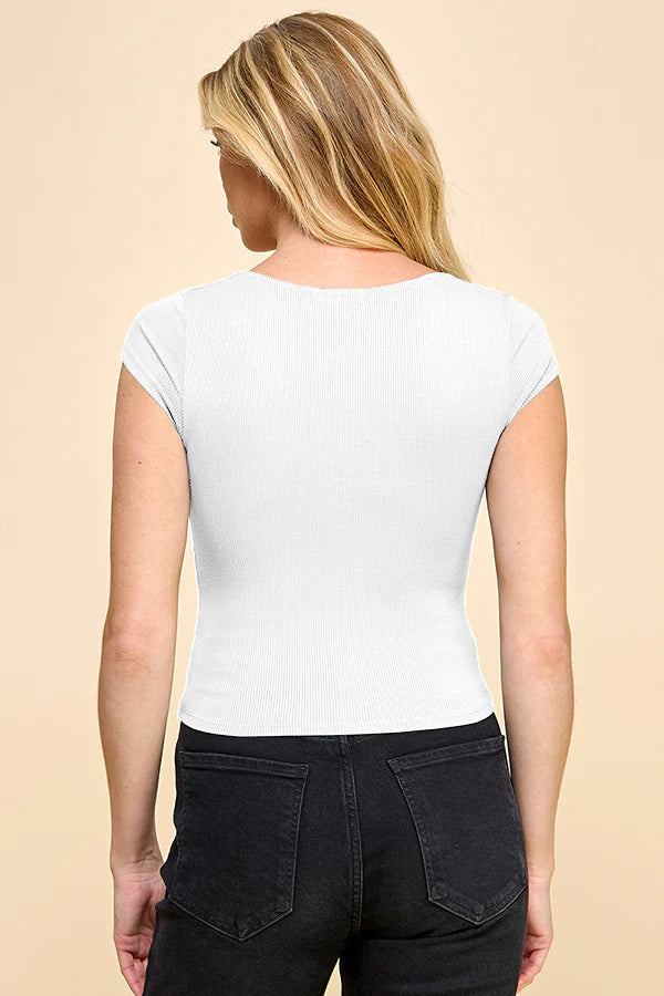 Double Lined Scoop Neck Rib Top
