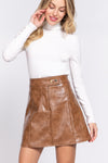 A-Line Coated PU Mini Skirt