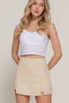 Stretch Twill Dbl Slit Mini Skirt