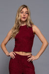 Sleeveless Sparkle Crew Neck Top