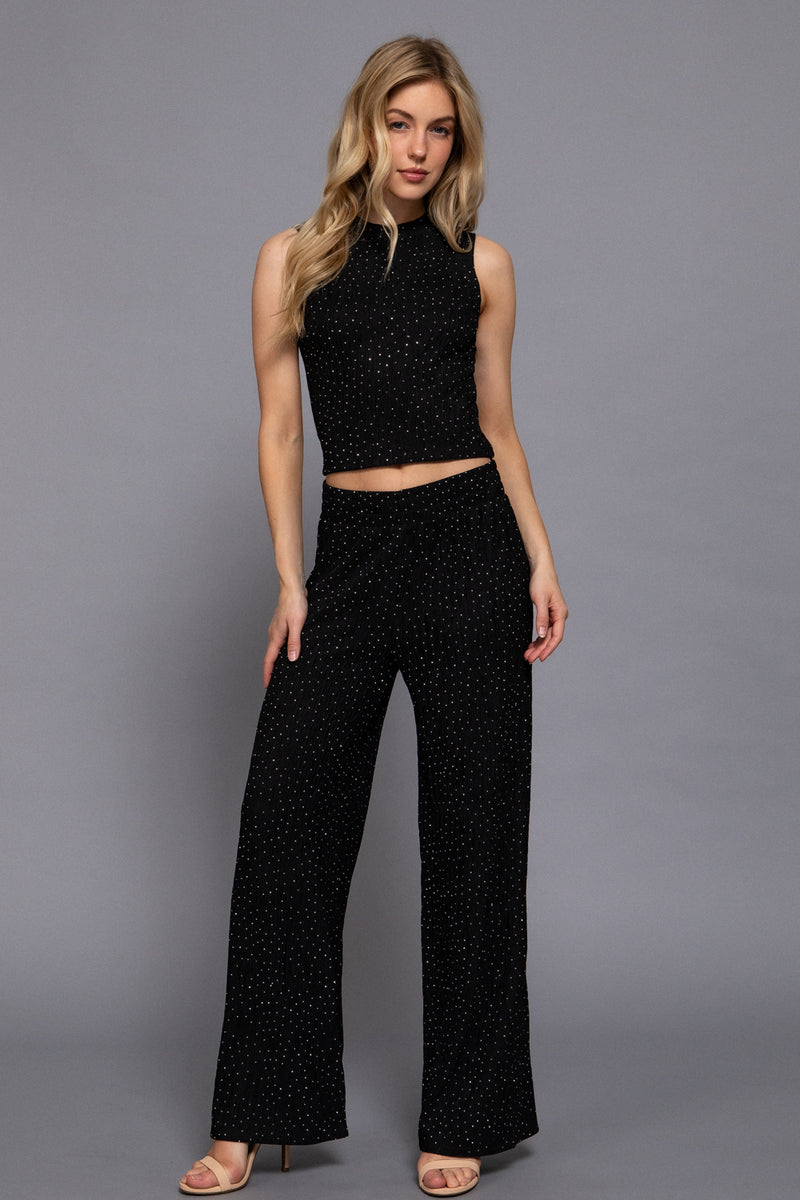 Sleeveless Sparkle Crew Neck Top