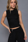 Sleeveless Sparkle Crew Neck Top