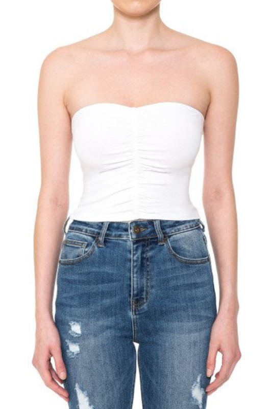 2 for $16: Ruched Front Crop Tube Top