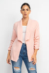 Collar Open Shirred Sleeve Blazer