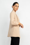 Collar Open Shirred Sleeve Blazer