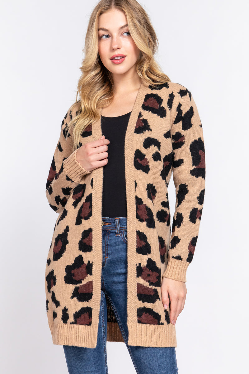 Animal Print Jacquard Cardigan