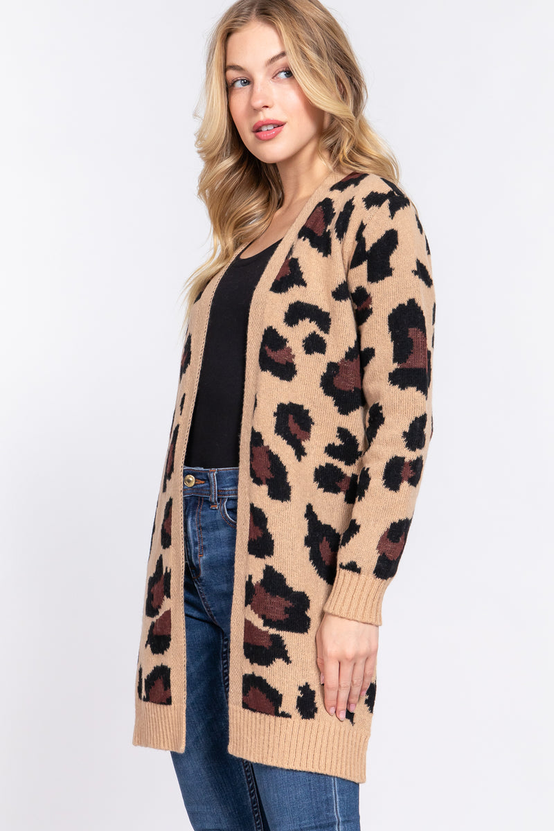 Animal Print Jacquard Cardigan