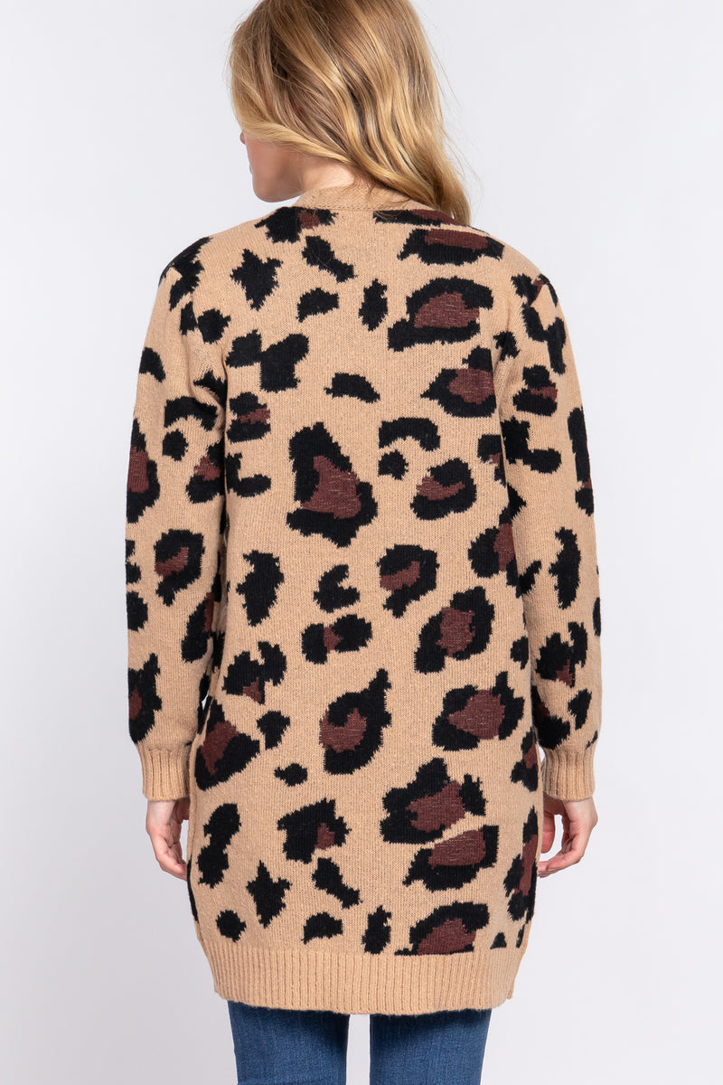 Animal Print Jacquard Cardigan
