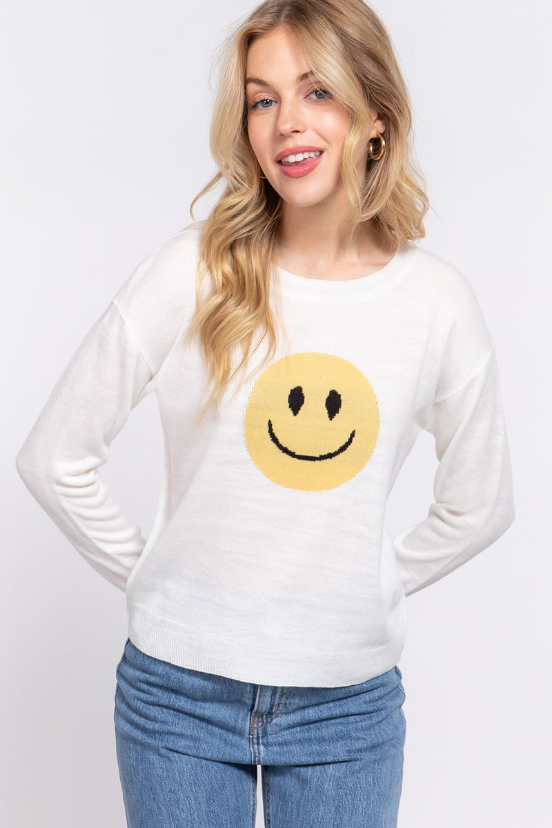 Jacquard Smiley Face Sweater