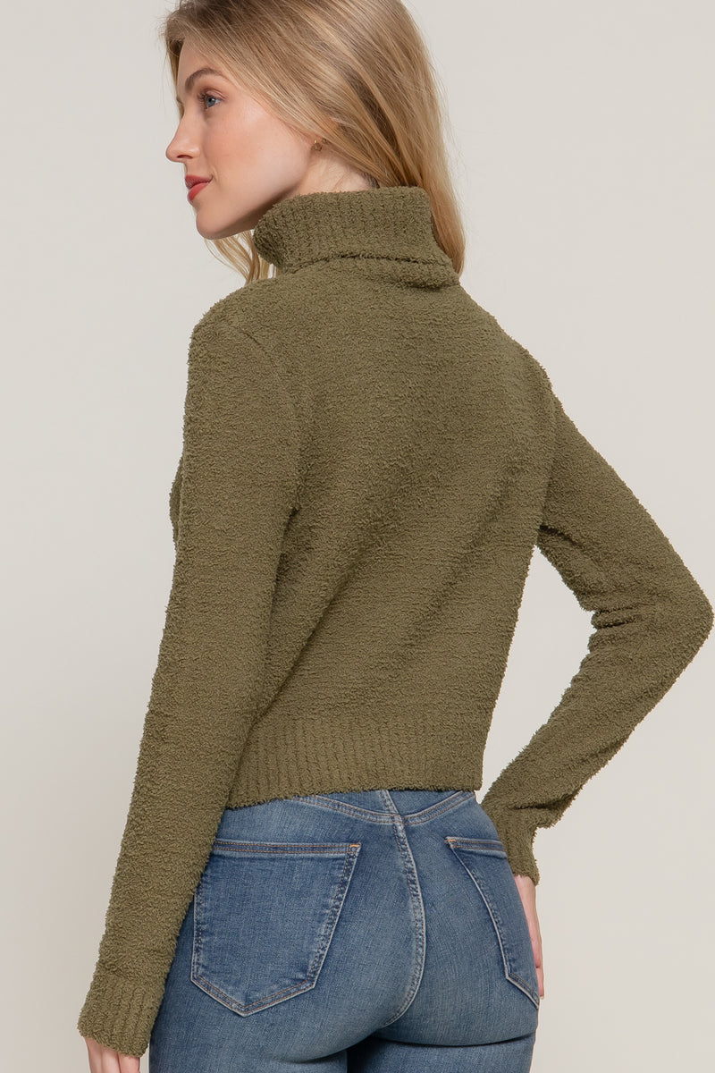 Fluffy Fitted Turtleneck Sweater