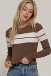 Striped Crew Neck L/S Rib Sweater