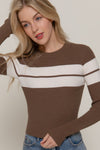 Striped Crew Neck L/S Rib Sweater