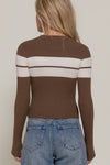 Striped Crew Neck L/S Rib Sweater