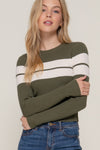 Striped Crew Neck L/S Rib Sweater