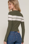 Striped Crew Neck L/S Rib Sweater