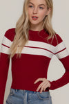 Striped Crew Neck L/S Rib Sweater