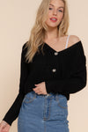 Knit Button Crop Sweater Cardigan