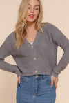 Knit Button Crop Sweater Cardigan