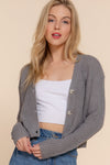 Knit Button Crop Sweater Cardigan