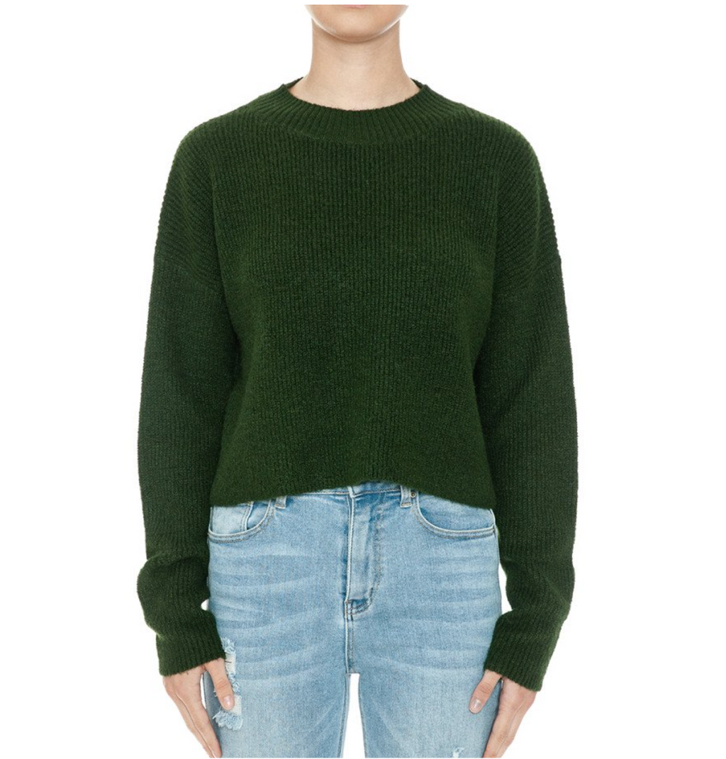 Knit Long Sleeve Crop Mock Neck Sweater