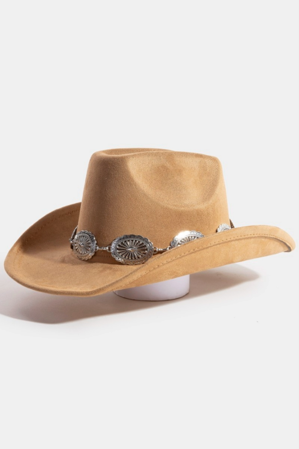 Silver Concho Chain Cowboy Hat Tan