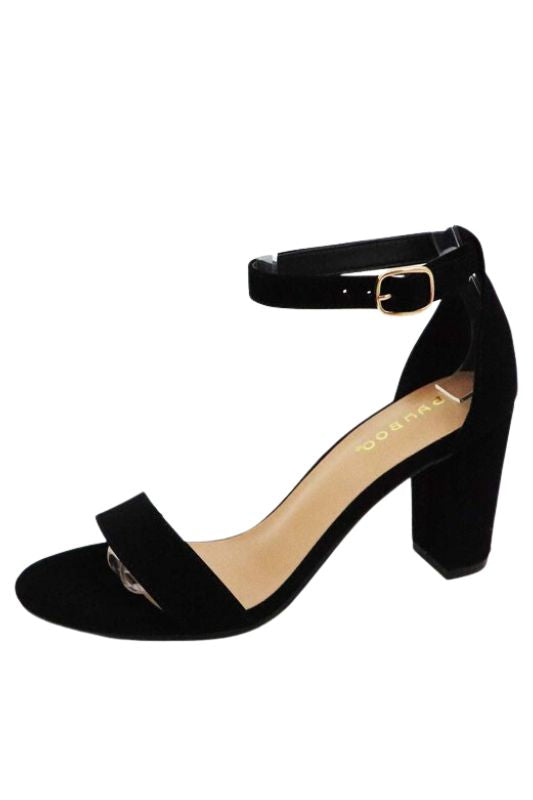 Striking Solid Ankle Strap Chunky Heel