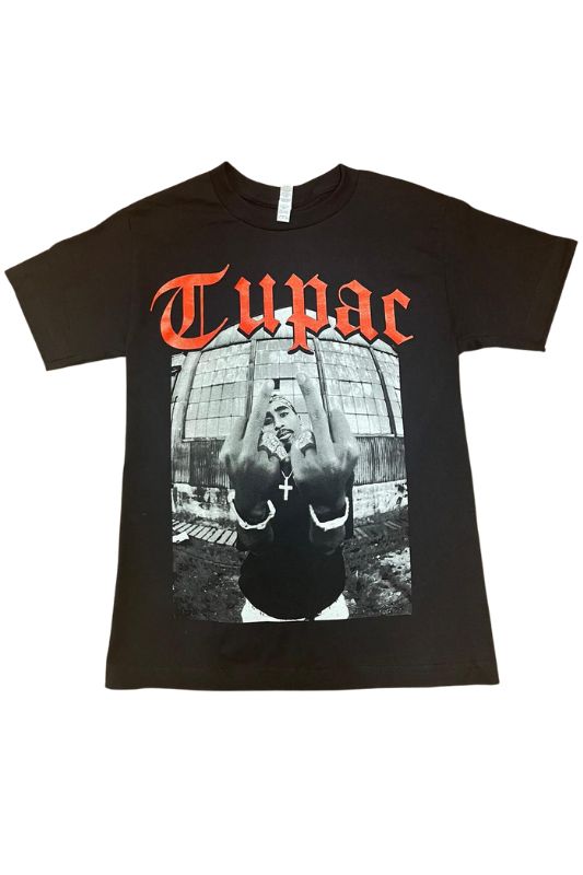 Tupac Portrait Finger Up Graphic Tee