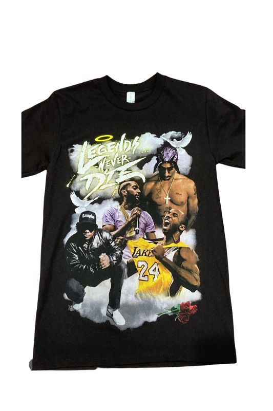 Legends Never Die Tupac EazyE Kobe Nipsey Graphic Tee