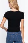 Rib Knit Crew Neck Crop Top