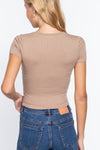 Rib Knit Crew Neck Crop Top