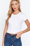 Rib Knit Crew Neck Crop Top