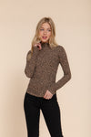 Animal Print Side Shirring L/S Knit Top